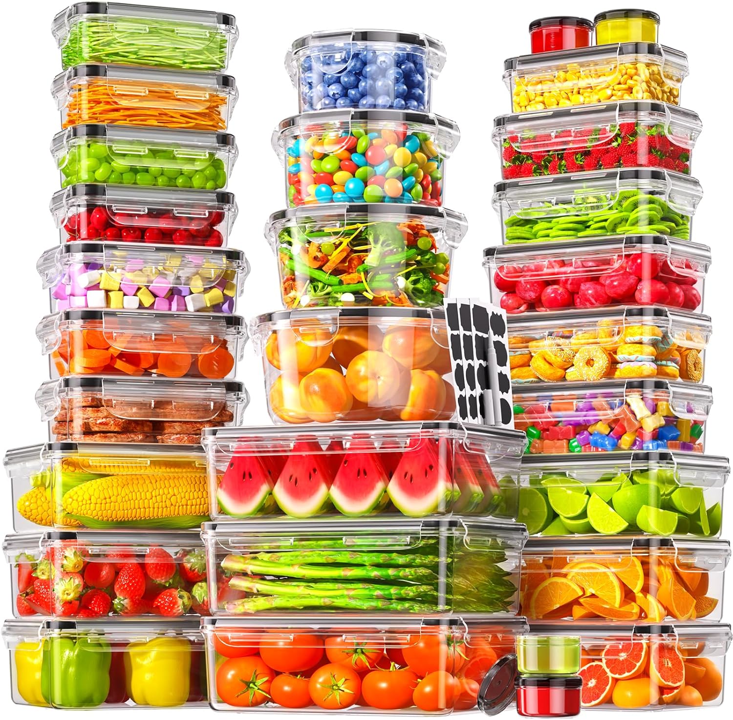 Meal Prep Kitchen - 50 pezzi/25 confezioni: contenitori ermetici per