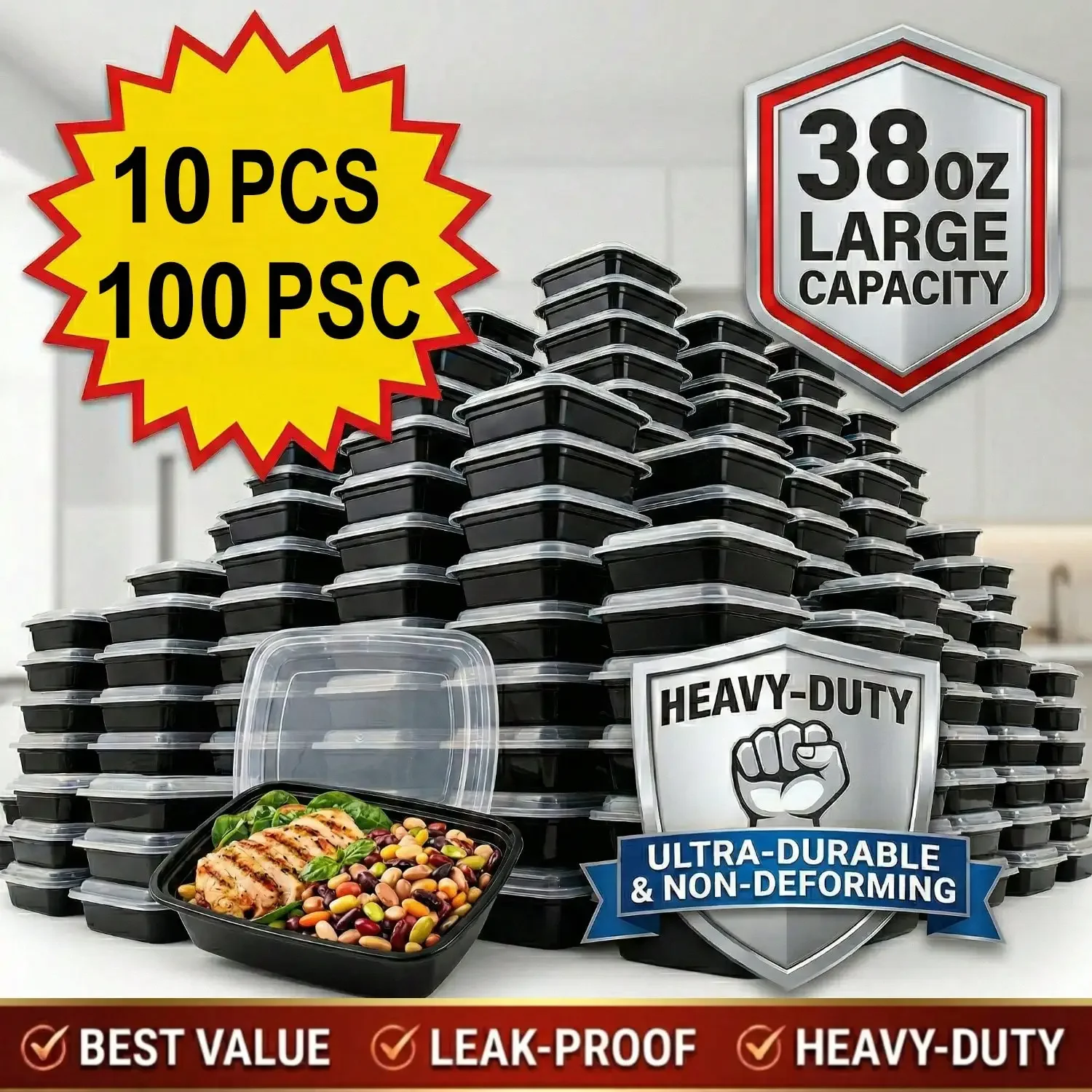10/100 pezzi, contenitori rett - Meal Prep Kitchen recensione e prezzo